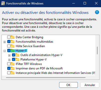 Activation d'Hyper-V